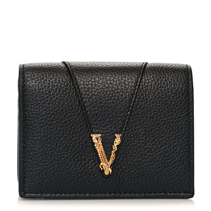 Versace Grained Calfskin Virtus Bifold Wallet Black 1 of 7