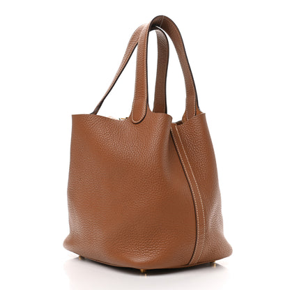 Hermes Taurillon Clemence Picotin 22 MM Gold 3 of 12