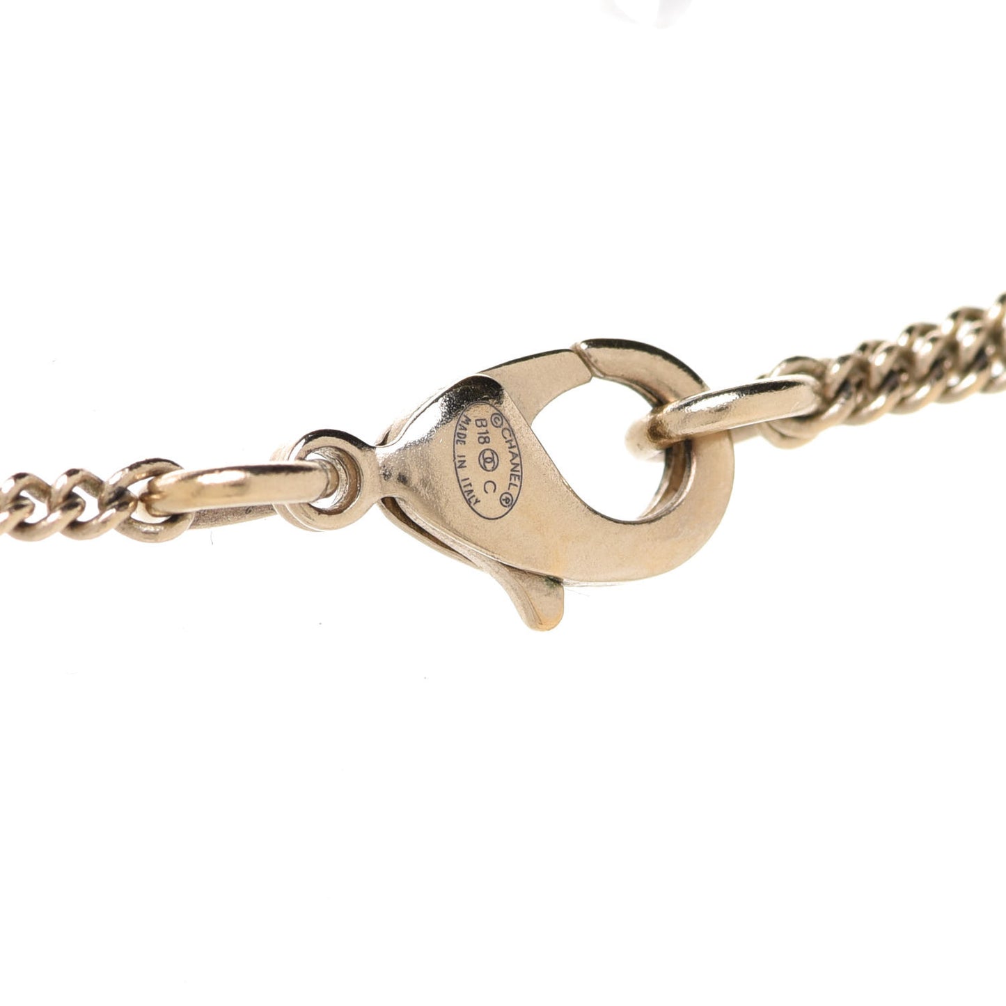 Enamel Pearl CC Flower Necklace Gold Pink