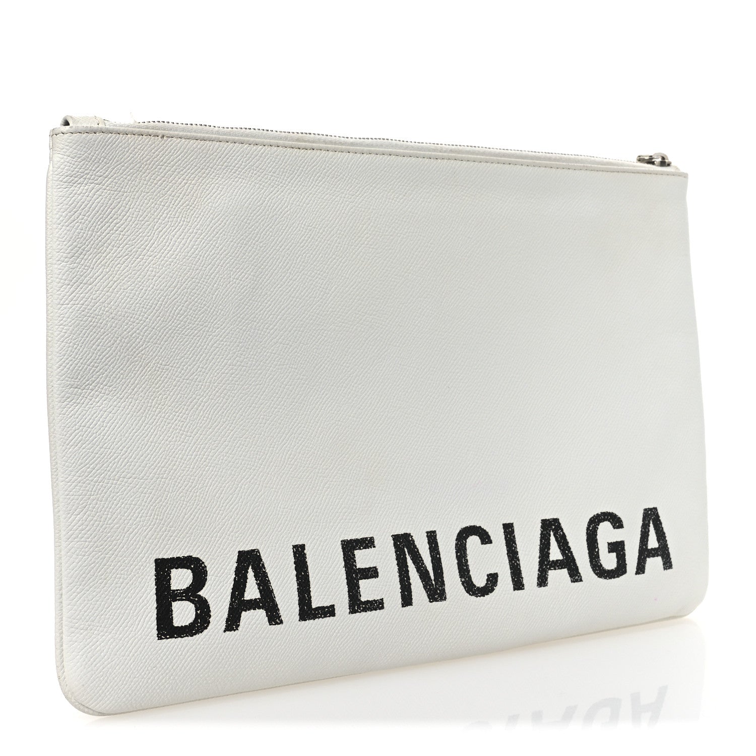 Balenciaga Calfskin Logo Large Zip Pouch White 3 of 13