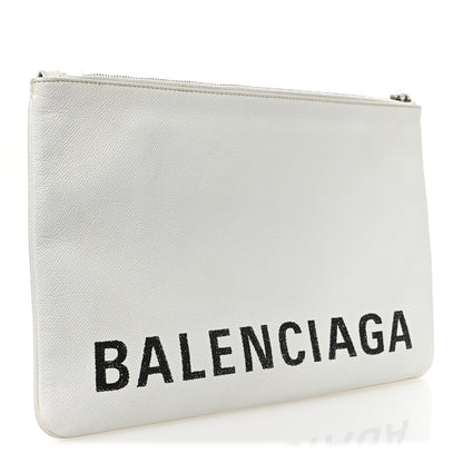 Balenciaga Calfskin Logo Large Zip Pouch White 3 of 13