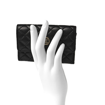 Chanel Lambskin Quilted Flap Card Holder Wallet Black 2 of 10