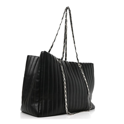 Chanel Lambskin Vertical Quilted Large Mademoiselle Tote Black 3 of 11