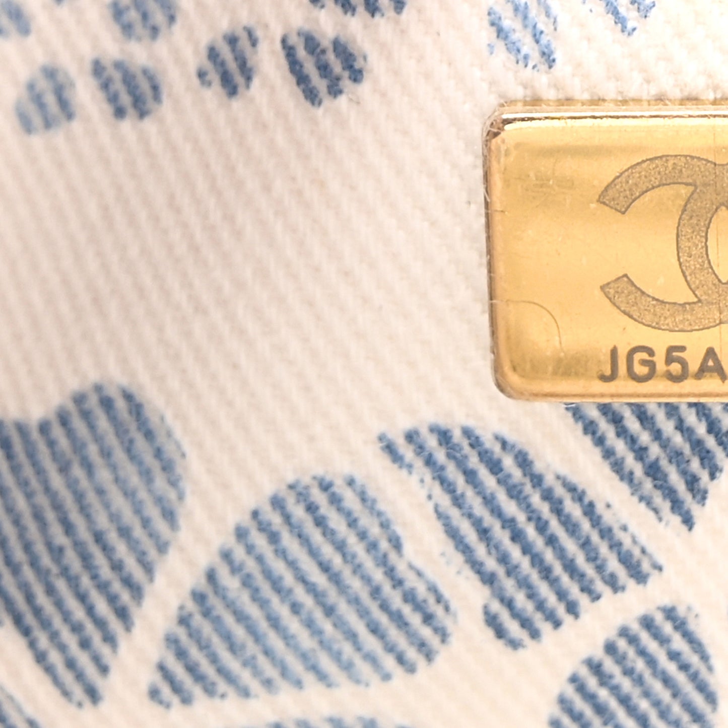 Printed Denim Coco Beach Quilted Small Single Flap Light Blue White