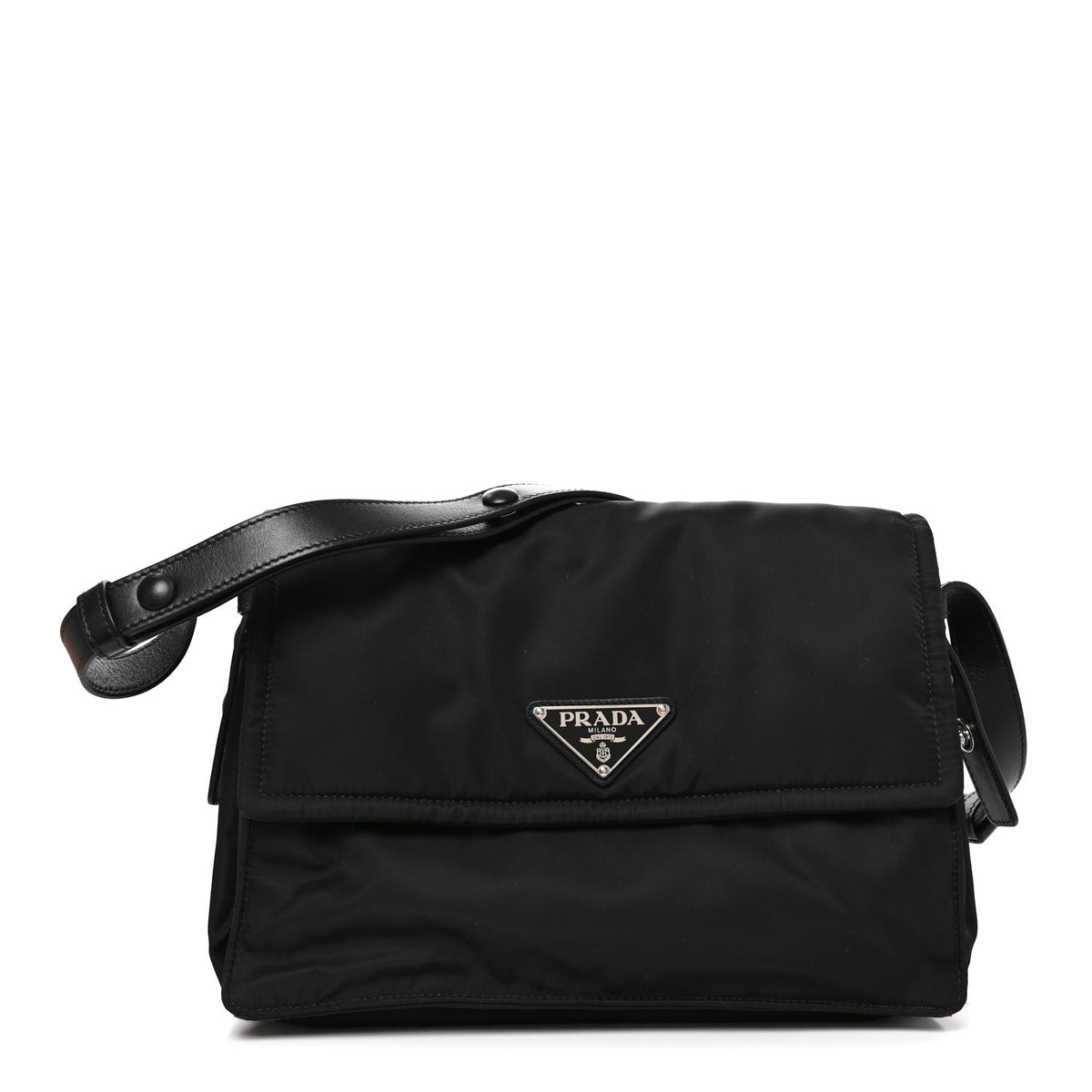 Prada Re-Nylon Vitello Padded Small Flap Shoulder Bag Black 1 of 9