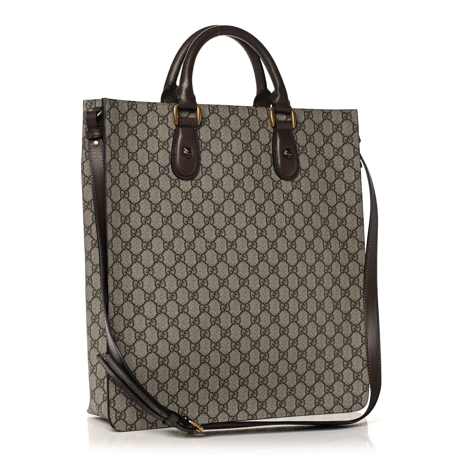 Gucci GG Supreme Monogram Web Animalier Bee Vertical Tote Brown 3 of 14