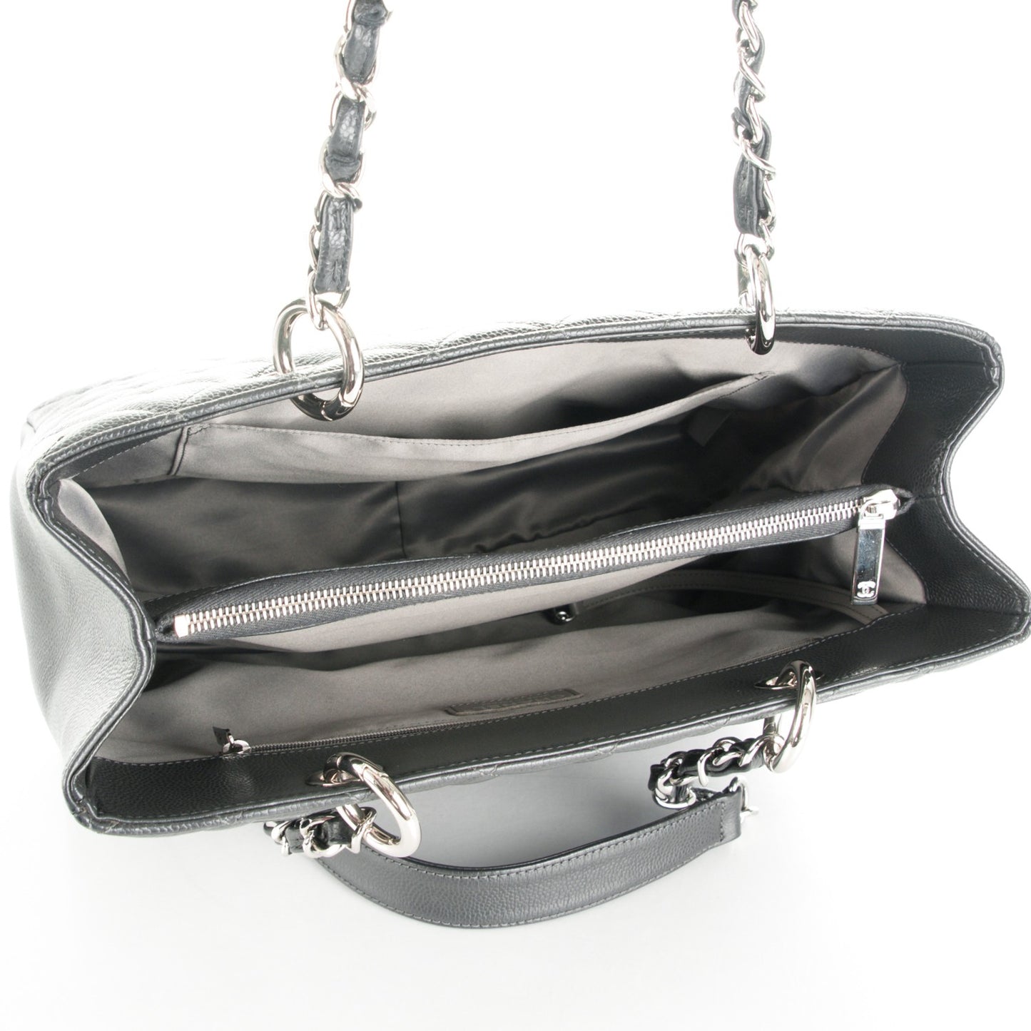 Caviar Quilted Grand Shopping Tote GST Dark Grey