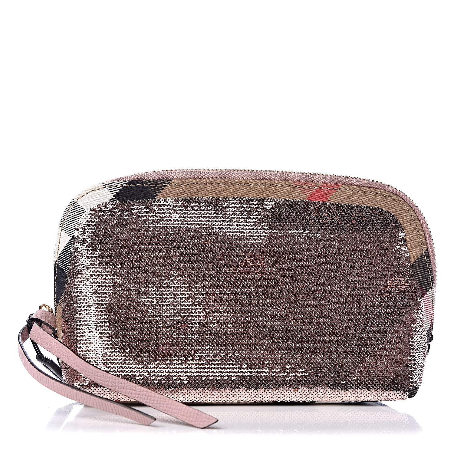 Burberry House Check Sequin Peyton Pouch Bag Pink 1 of 9