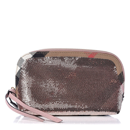 Burberry House Check Sequin Peyton Pouch Bag Pink 1 of 9
