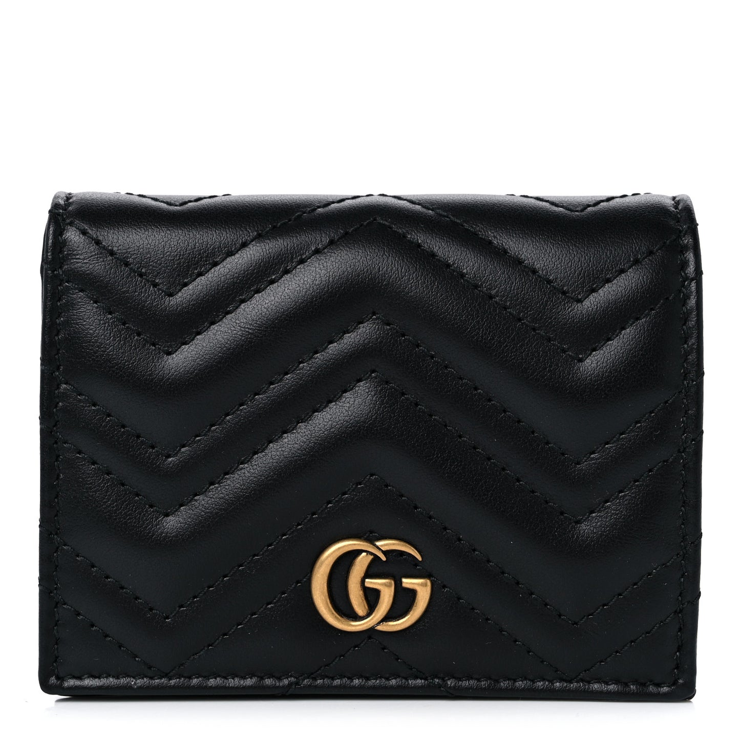 Calfskin Matelasse GG Marmont Card Case Wallet Black