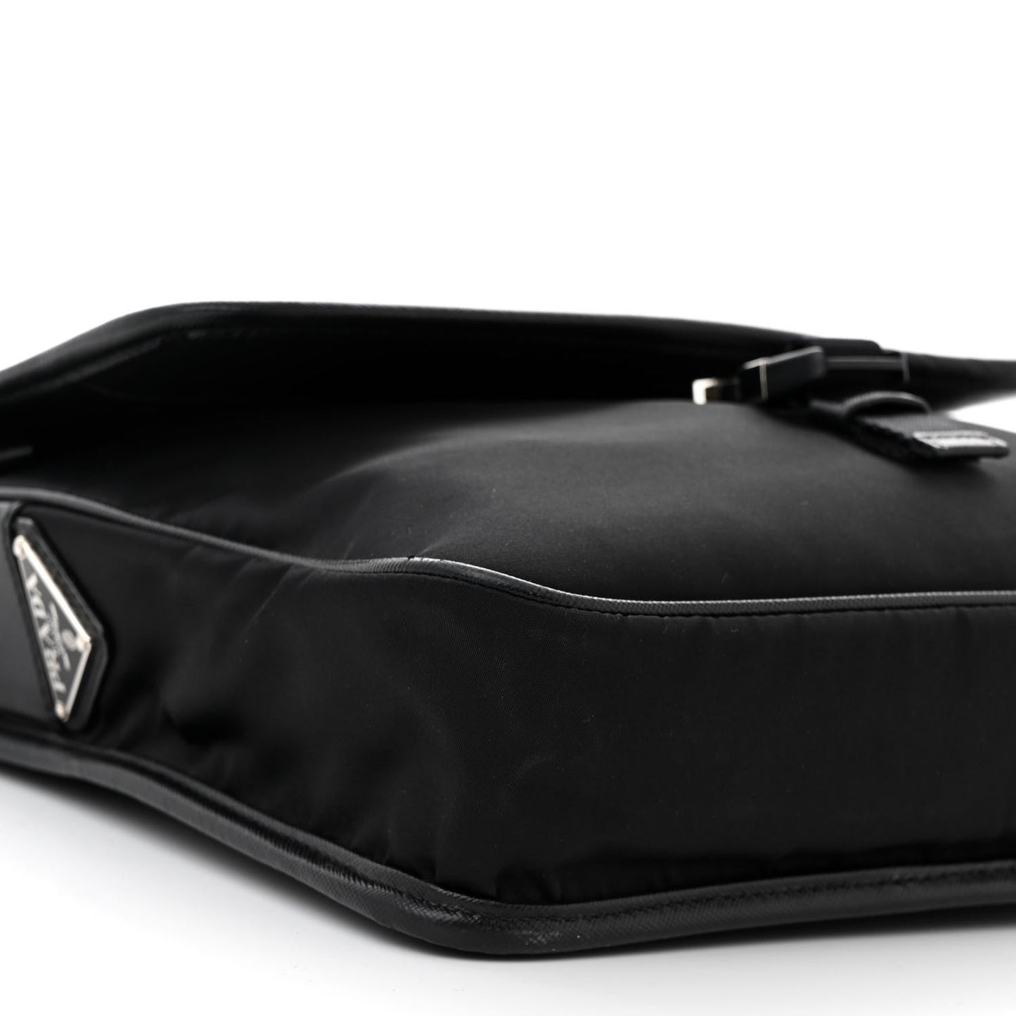 Tessuto Nylon Saffiano Logo Messenger Bag Black