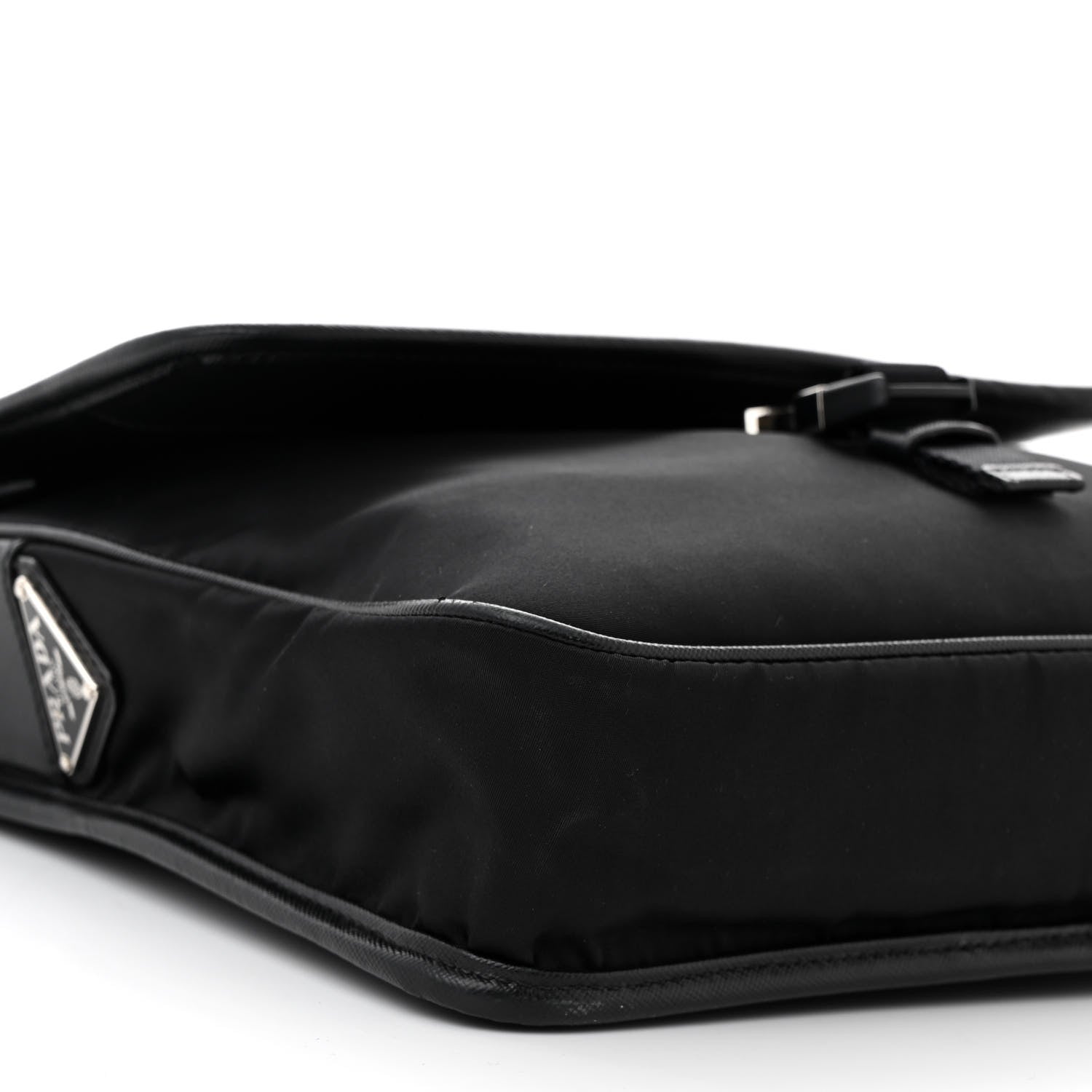 Prada Tessuto Nylon Saffiano Logo Messenger Bag Black 9 of 11