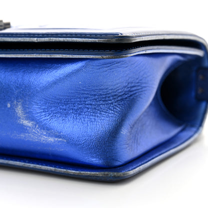 Chanel Metallic Patent Quilted Medium Boy Flap Blue 10 of 18