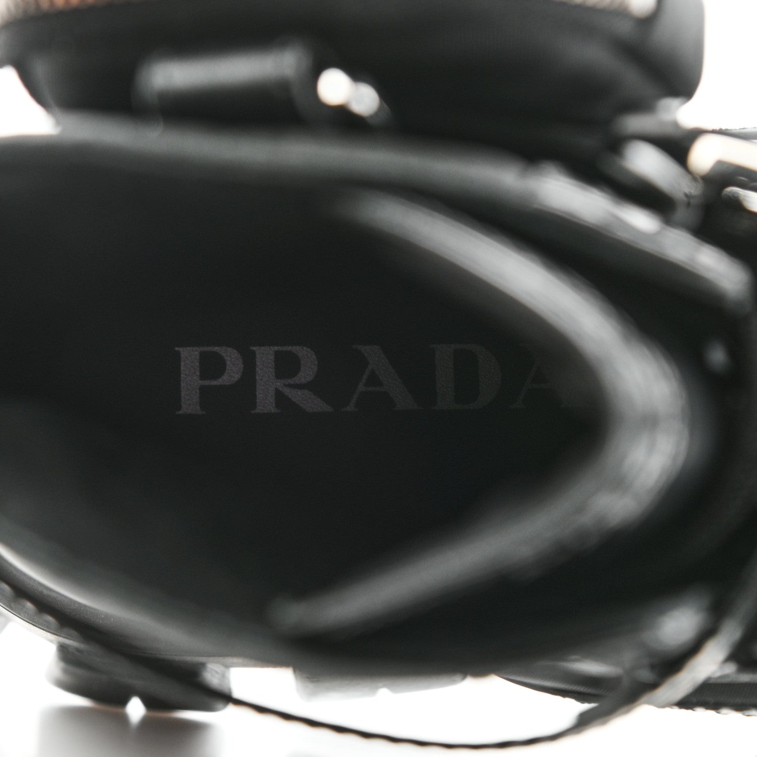 Prada Spazzolato Rois Nylon Metal Triangle Logo Monolith Pouch Pocket 55mm Boots 37 Black 7 of 9