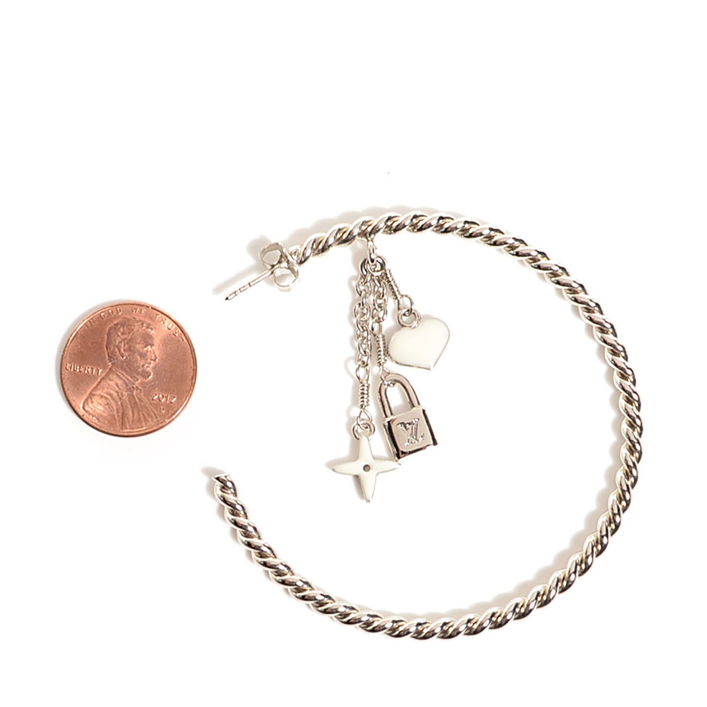 Sweet Monogram Creole Hoop Earring Silver