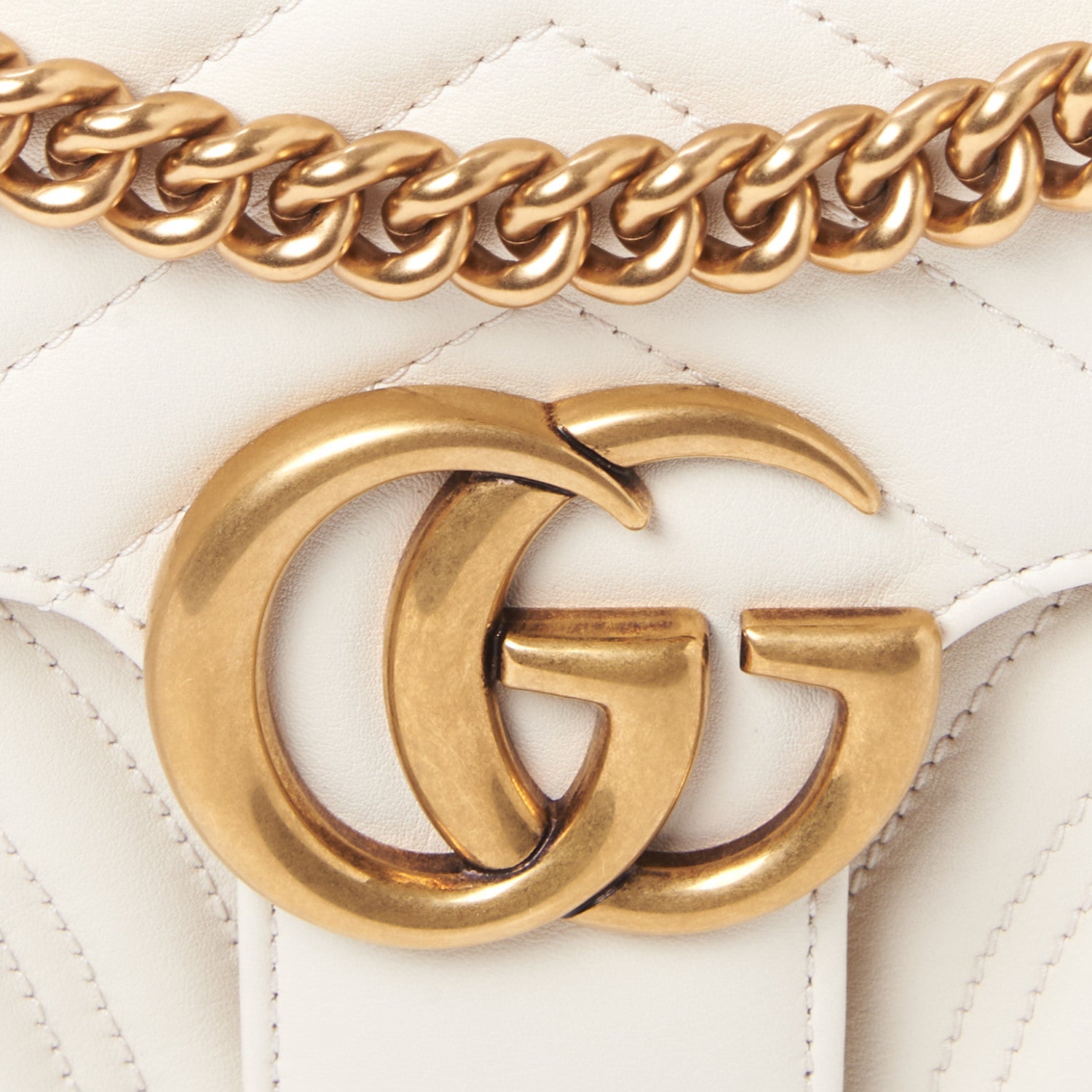 Gucci Calfskin Matelasse Small GG Marmont Shoulder Bag White 8 of 11