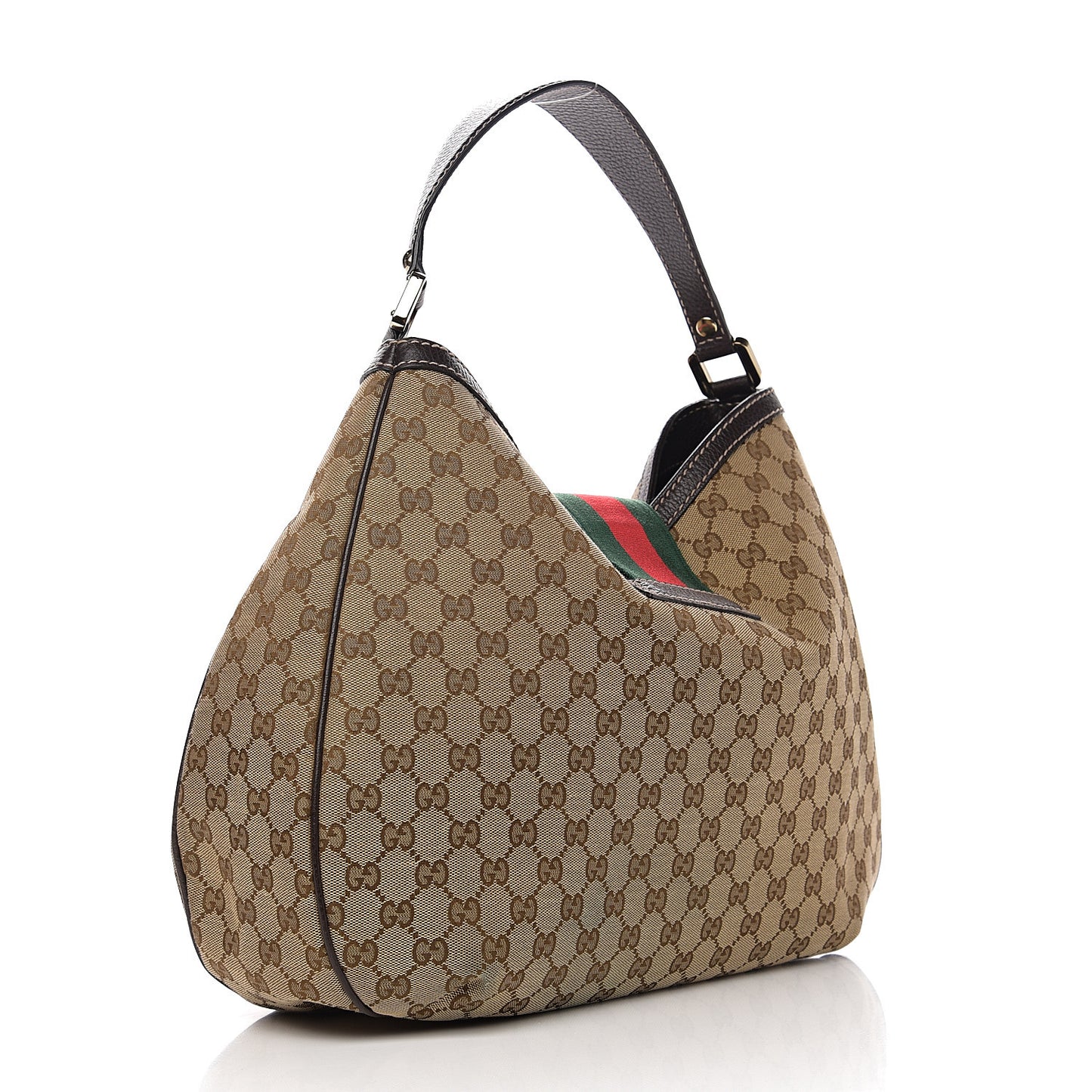 Monogram Large New Ladies Web Hobo Dark Brown