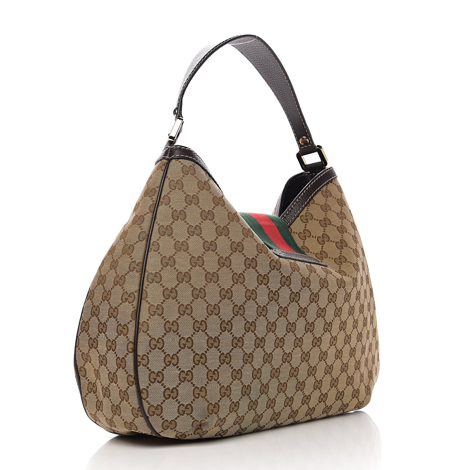 Gucci Monogram Large New Ladies Web Hobo Dark Brown 2 of 9