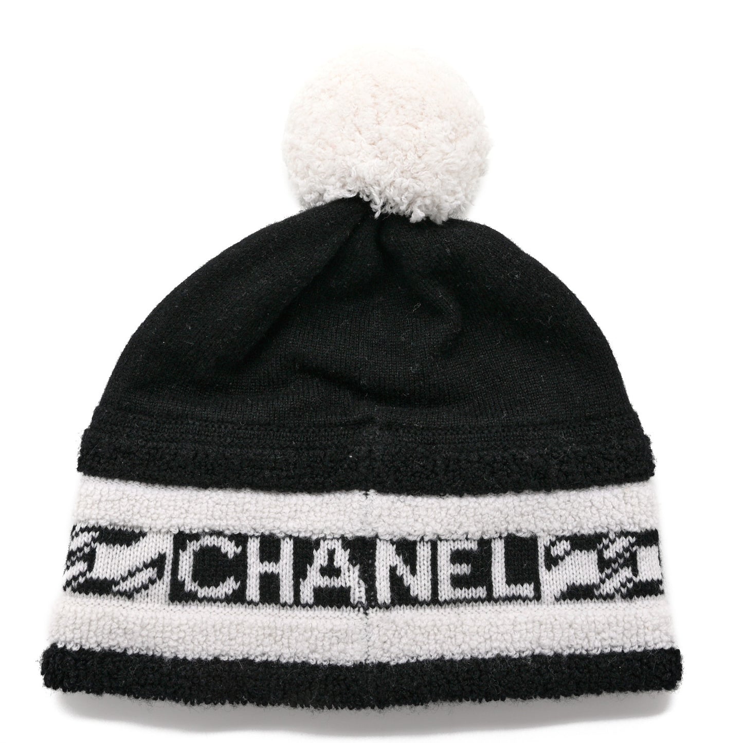Cashmere CC Beanie Hat Ecru Black