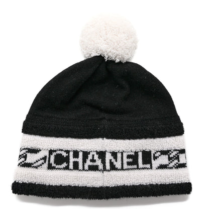Chanel Cashmere CC Beanie Hat Ecru Black 3 of 6