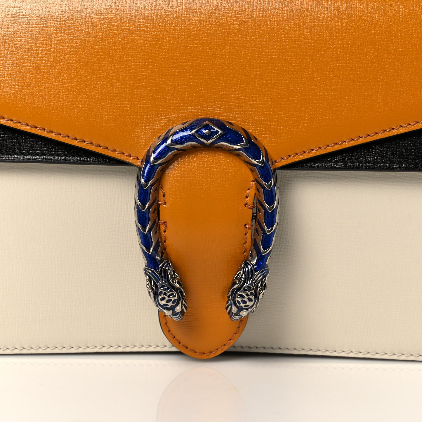 Azalea Calfskin Enamel Tri-Color Small Dionysus Shoulder Bag Mystic White Sun Oil Black Electric Blue