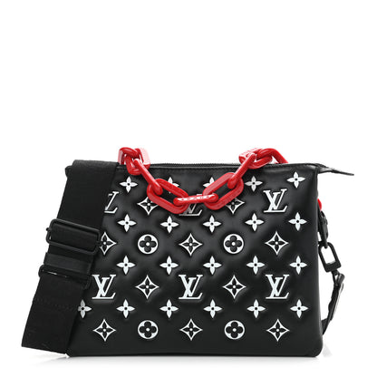 Louis Vuitton Lambskin Embossed Monogram Coussin PM Black White 1 of 9