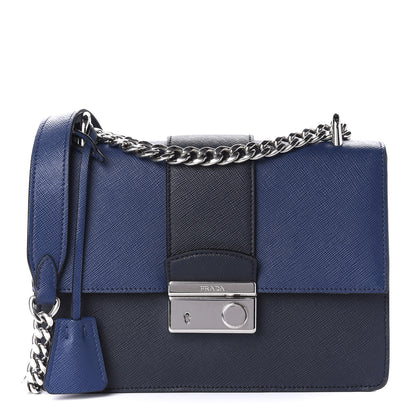Prada Saffiano Pattina Crossbody Bag Bluette Baltico 1 of 9