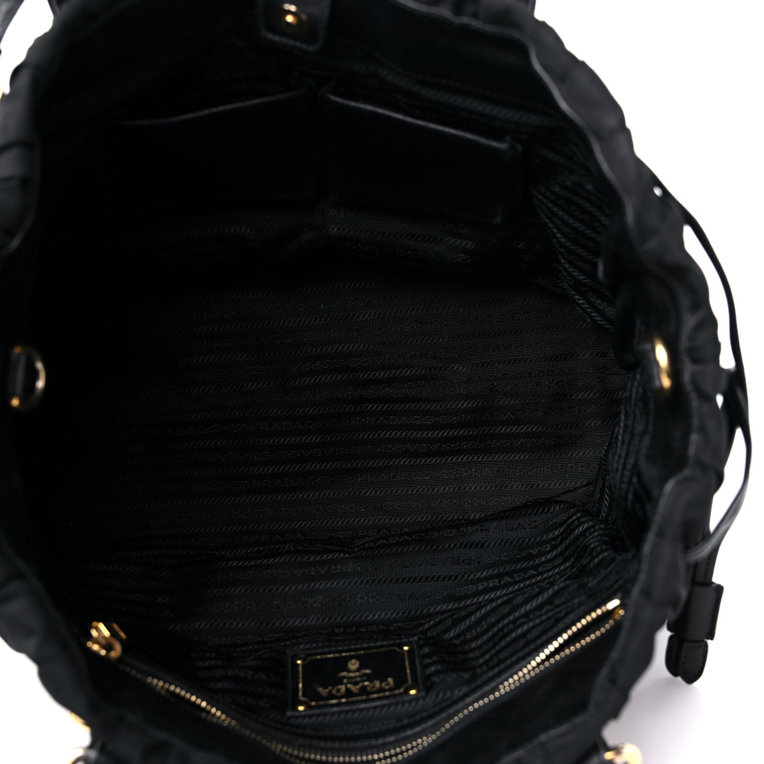 Prada Tessuto Nylon Gaufre Drawstring Tote Black 4 of 14