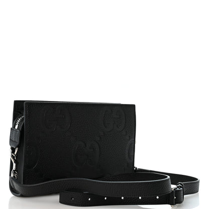 Gucci Monogram Jumbo GG Textured Dollar Calfskin Crossbody Bag Black 3 of 9