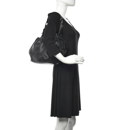 Prada Vitello Daino Drawstring Bucket Black 2 of 12
