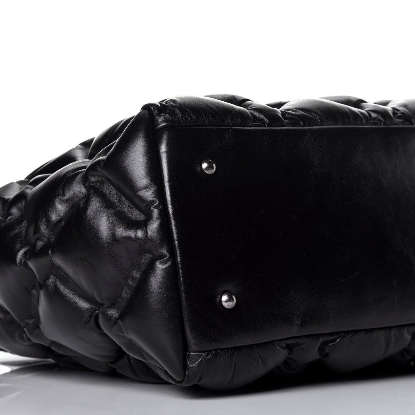Calfskin Quilted Large Chesterfield Tote Black