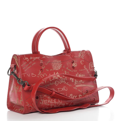 Balenciaga Calfskin Love Perforated Blackout Hardware S City Rouge Profond 3 of 7
