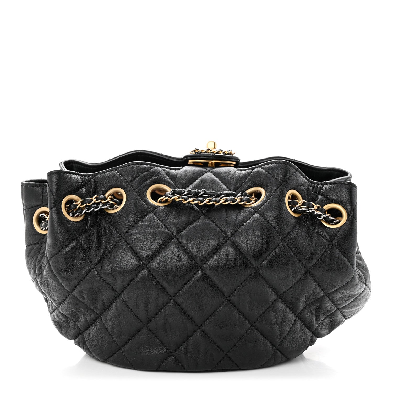 Chanel Lambskin Quilted Drawstring Bag Black 1 of 11