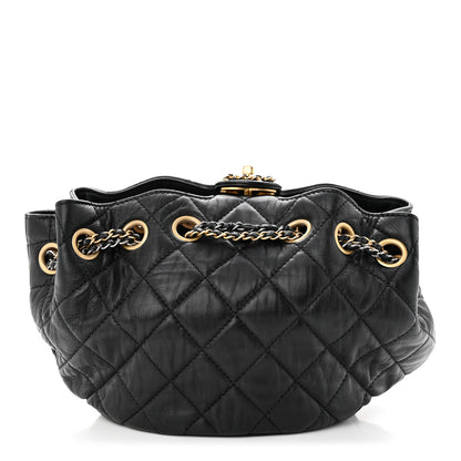 Chanel Lambskin Quilted Drawstring Bag Black 1 of 11