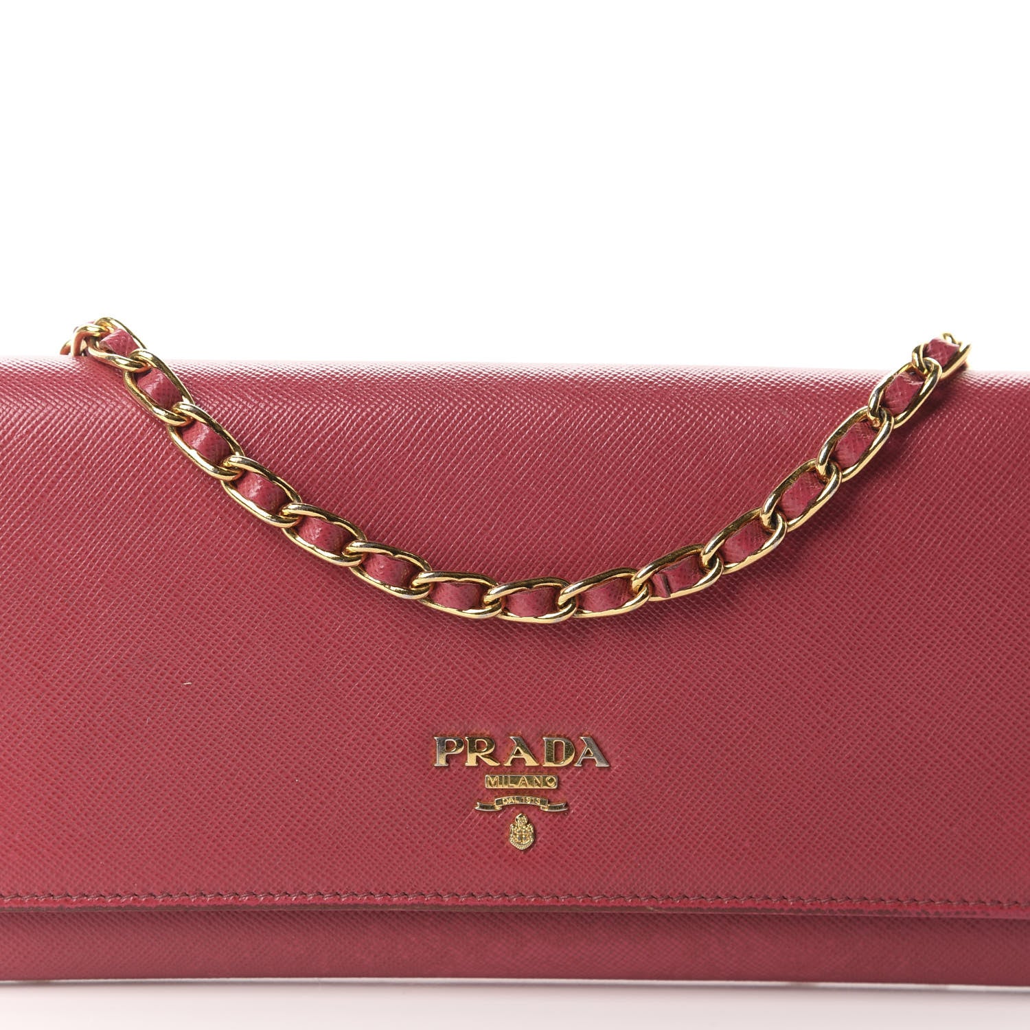 Prada Saffiano Metal Oro Chain Wallet Peonia 10 of 10