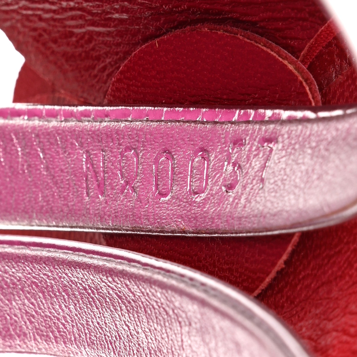 Louis Vuitton Satin Flower Amber Ankle Sandals 37.5 Fuchsia Red Silver 9 of 9