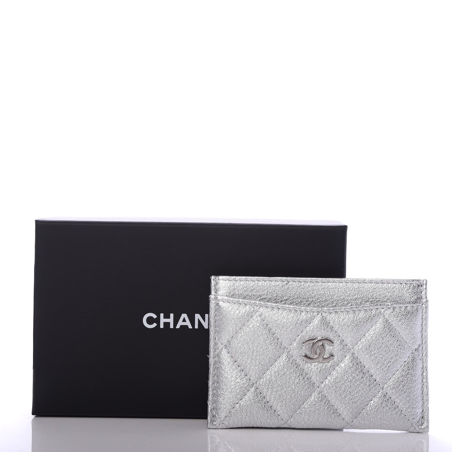 Chanel Metallic Lambskin Quilted Card Holder Silver 9 of 9