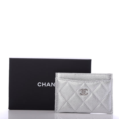 Chanel Metallic Lambskin Quilted Card Holder Silver 9 of 9