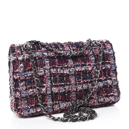 Chanel Tweed Quilted Medium Double Flap Dark Purple 3 of 9