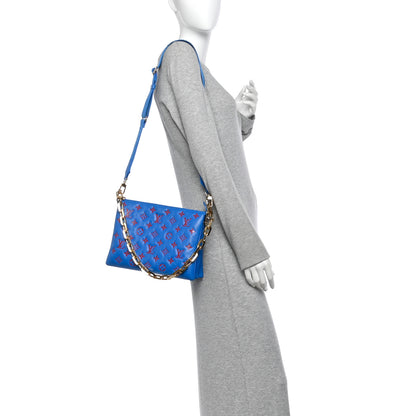 Louis Vuitton Lambskin Embossed Monogram Vuittamins Coussin PM Blue Red 2 of 11