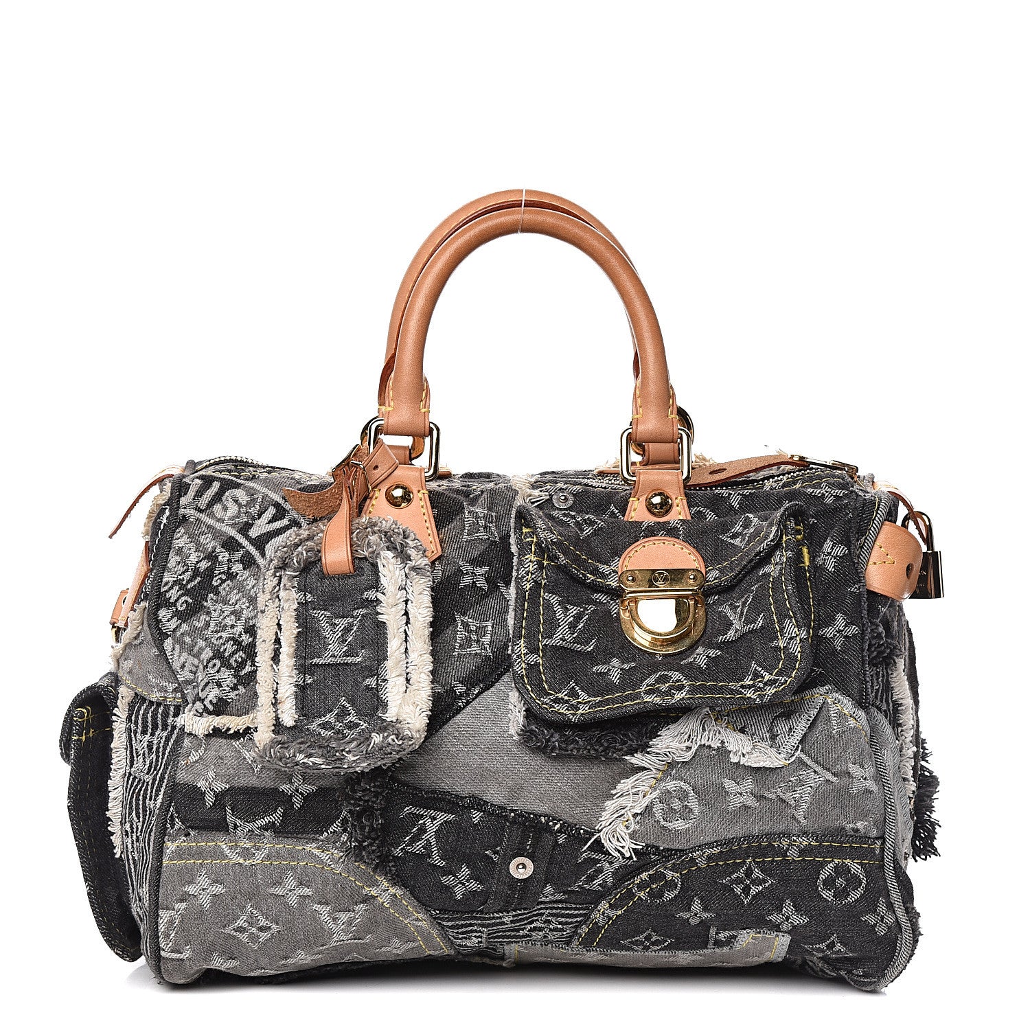 Louis Vuitton Denim Patchwork Speedy 30 Grey 1 of 12