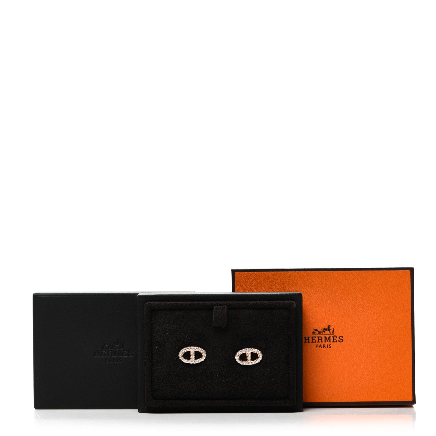 Hermes 18K Rose Gold Diamond New Farandole Earrings 4 of 4