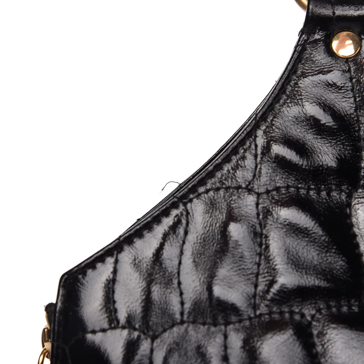 Patent Crocodile Embossed Tribute Tote Black