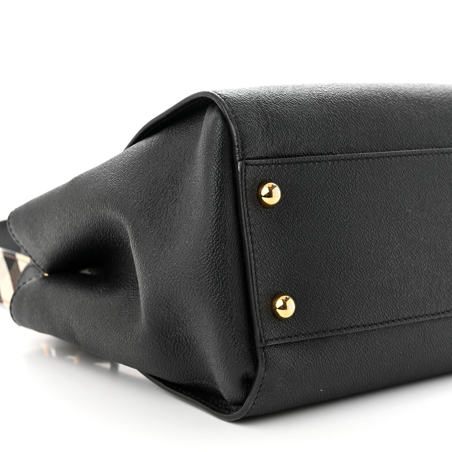 Soft Grain Calfskin Medium Buckle Tote Black