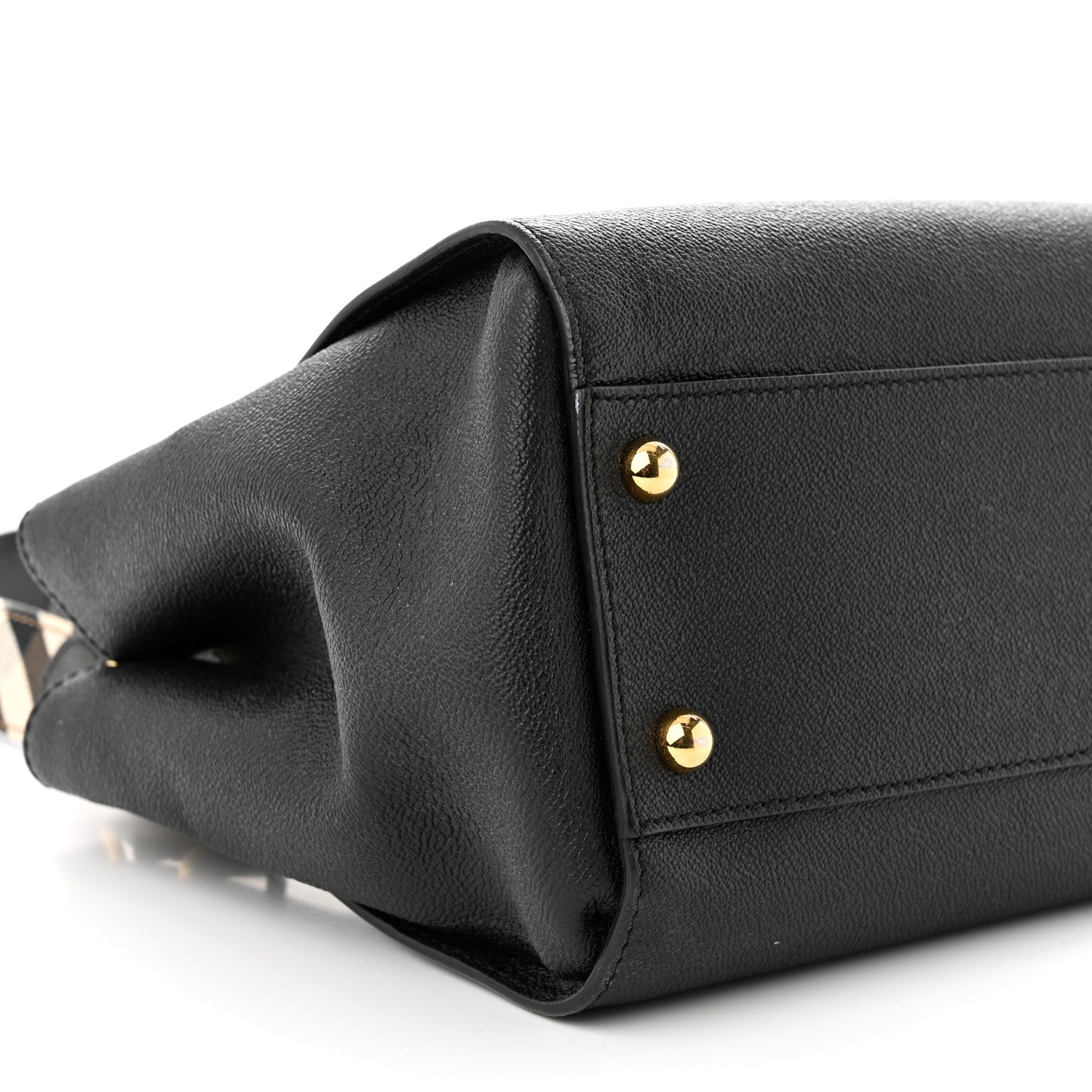Burberry Soft Grain Calfskin Medium Buckle Tote Black 10 of 11