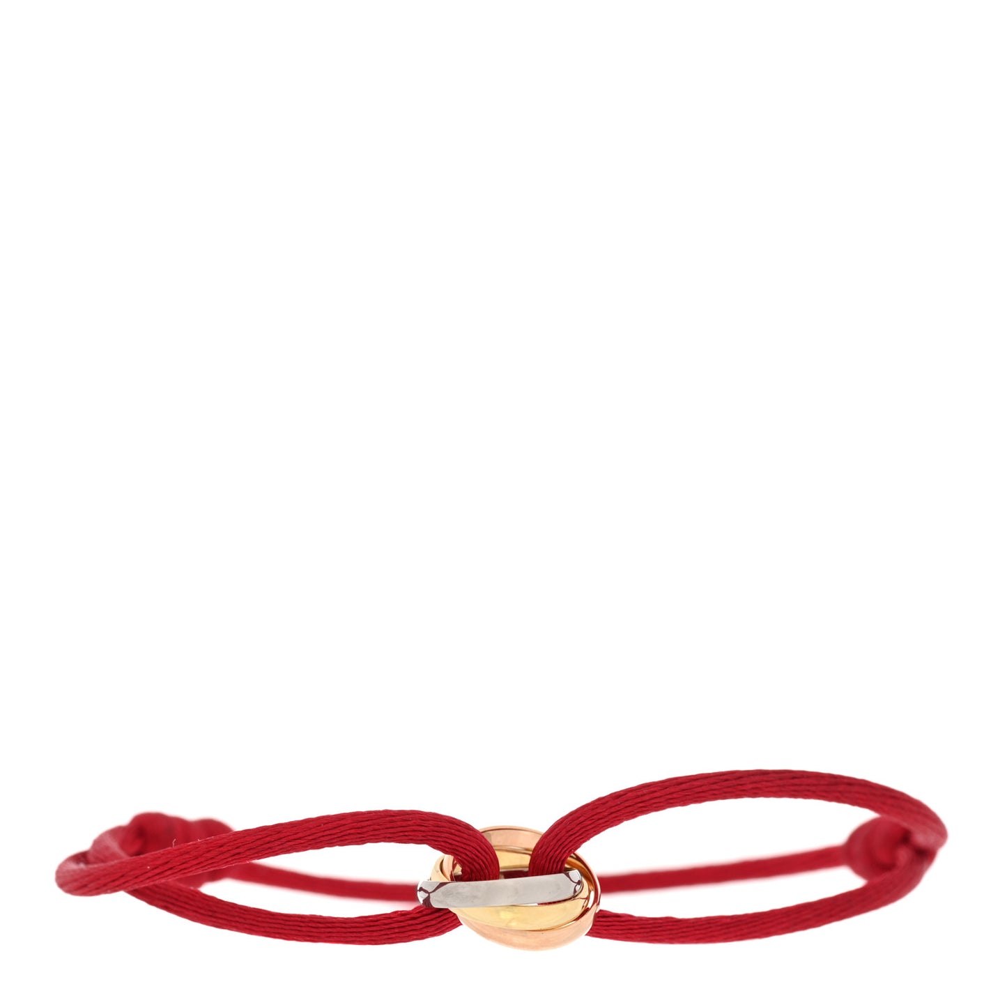 18K Pink Yellow White Gold Trinity Cord Bracelet Red