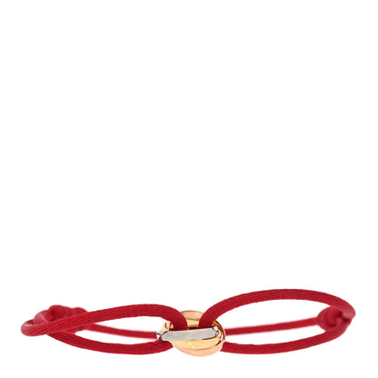 Cartier 18K Pink Yellow White Gold Trinity Cord Bracelet Red 1 of 5