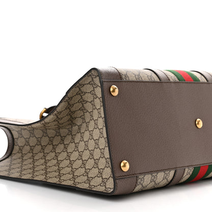 Gucci GG Supreme Monogram Textured Dollar Calfskin Web Large Ophidia Tote Bag Beige Ebony 9 of 10