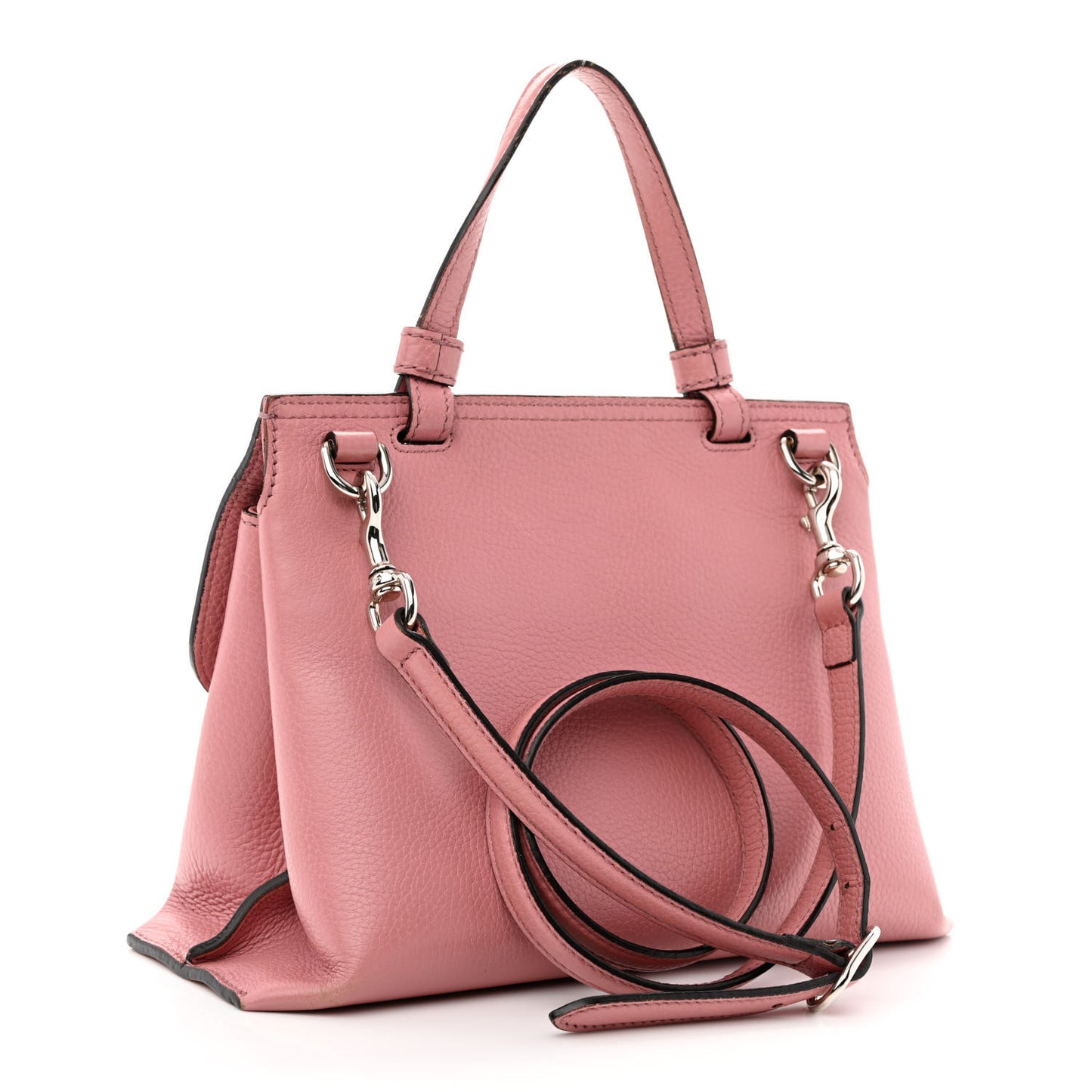 Cellarius Calfskin Small Bamboo Daily Top Handle Bag Carmine Rose