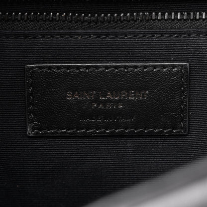Saint Laurent Calfskin Quilted Toy Loulou Puffer Monogram Monochrome Chain Satchel Black 6 of 10